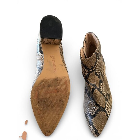 THE DROP Tan Snake Print Ankle Boots Size 11 - Picture 9 of 9